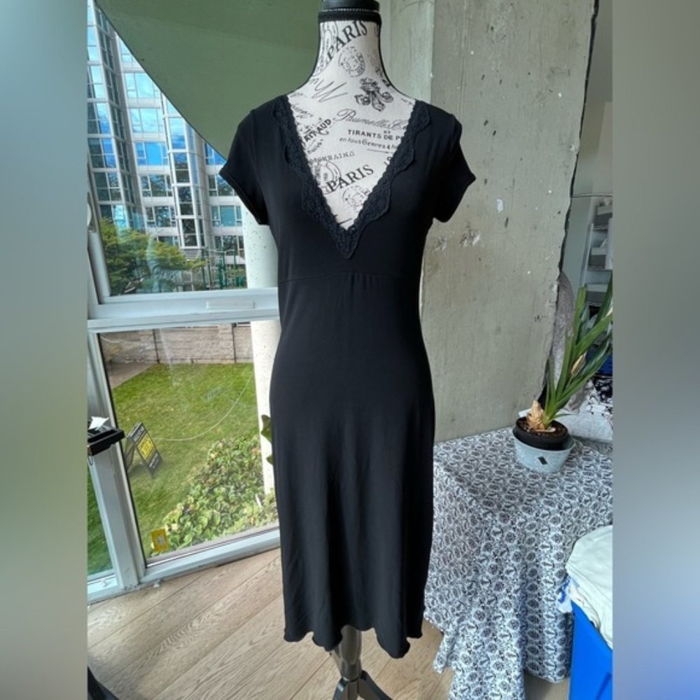 Suzy Shier black dress, laced neckline